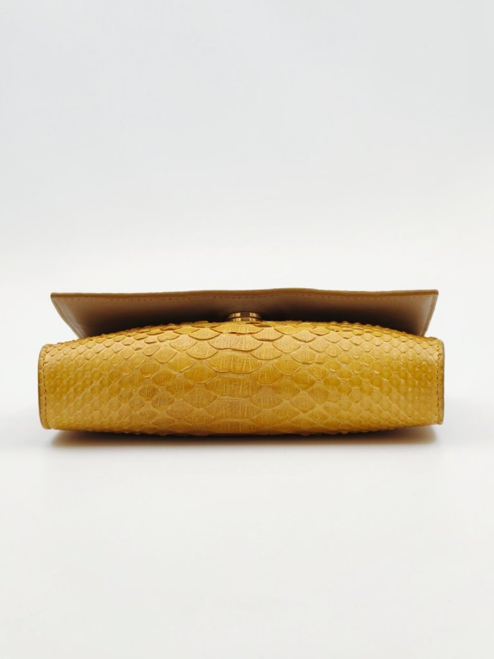 Salvatore Ferragamo Yellow Python Embossed Leather Chain Shoulder Bag Clutch - Picture 7 of 11